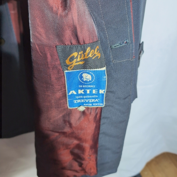 Vintage Gulec Silk Gabardine Rain Jacket sz XL Black w Maroon lining - Picture 2 of 6